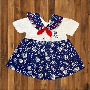 Vintage Nautical Baby Dress – Sailor Collar – 18M